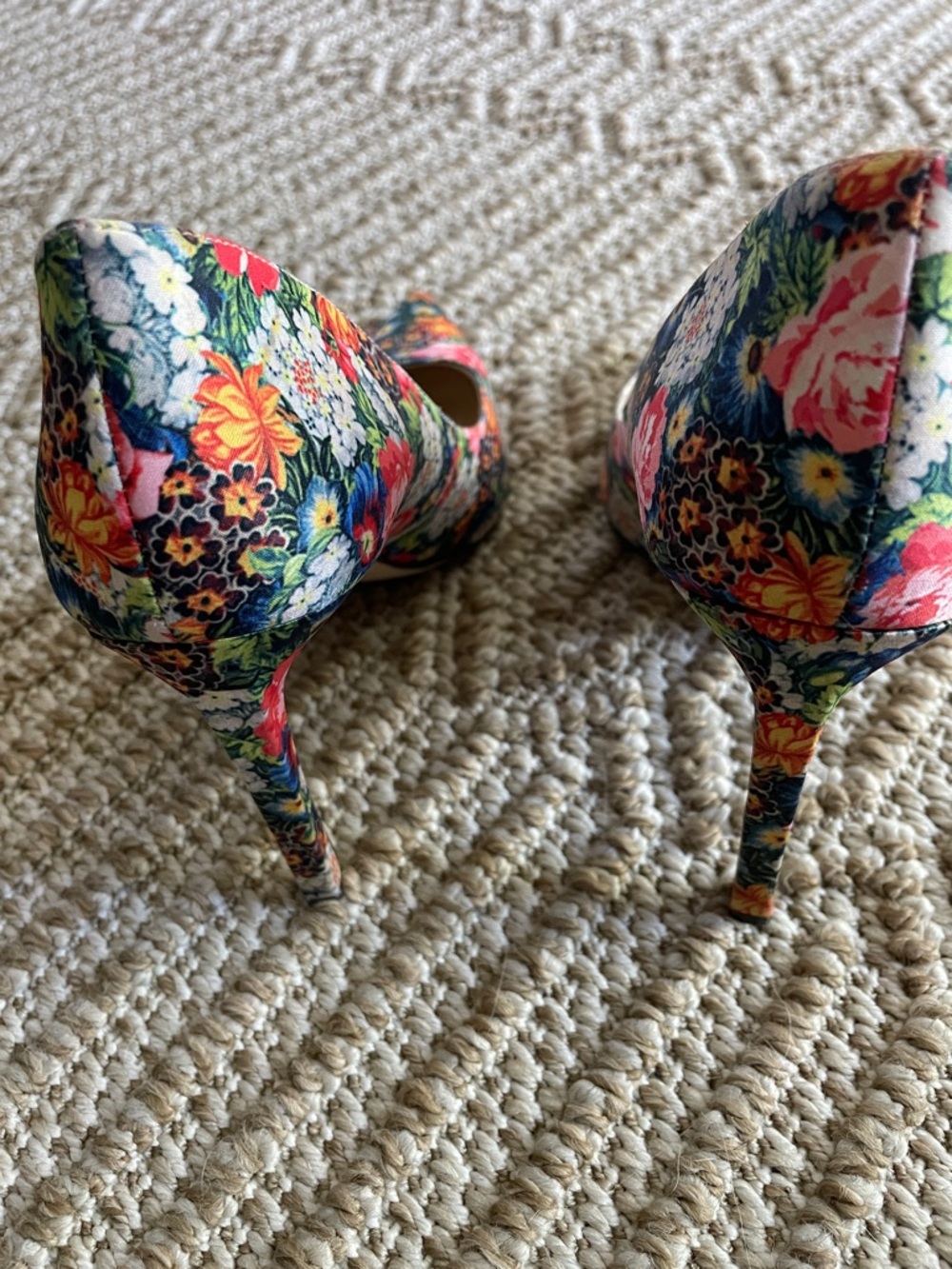 Nine West Floral Pointed-Toe Pumps - Blue, Pink, Yellow - Picture 4 of 4